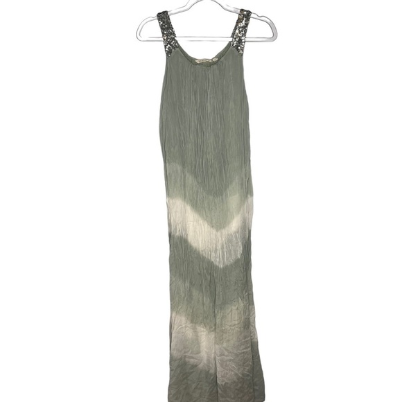 Soft Surroundings Green Tie Dye Silk Summer Maxi Dress Size Medium Sleeveless. - Picture 1 of 6